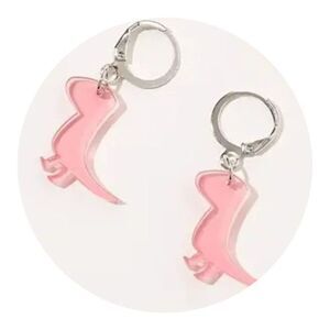 New! Adorable Pink Dinosaur Colorful Acrylic Cute Dangle Earrings Nickel Free